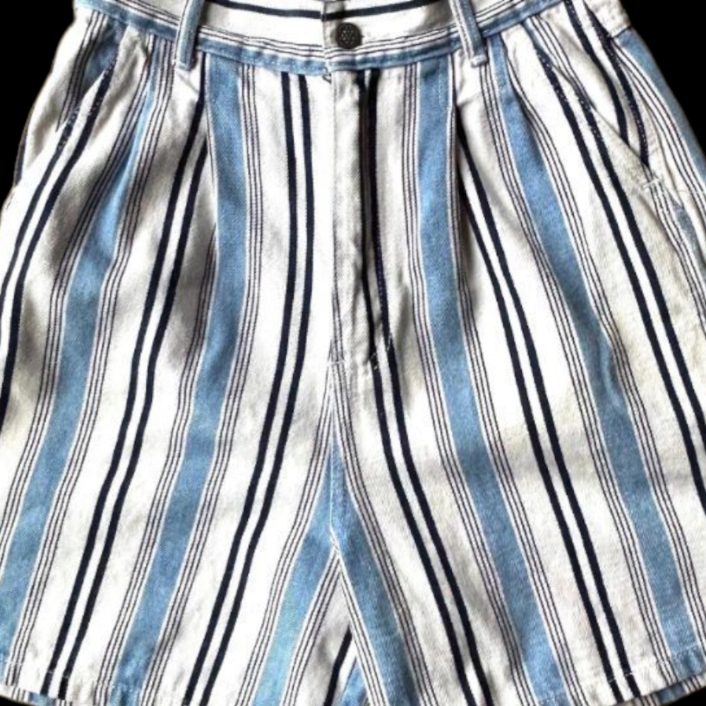 Chic Blue and White Striped Shorts
